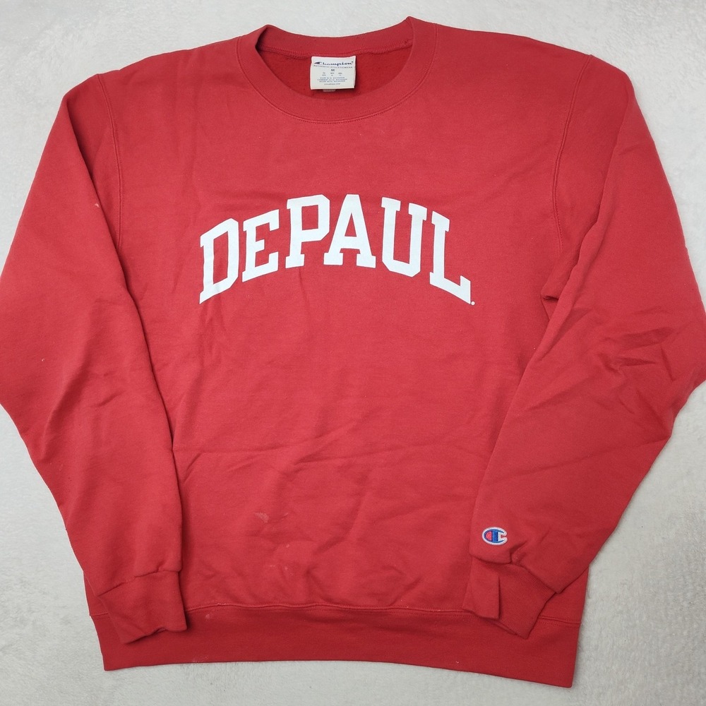 Depaul Blue Demons Champion Sweatshirt‎ Mens M Red Pullover Fleece Basketball